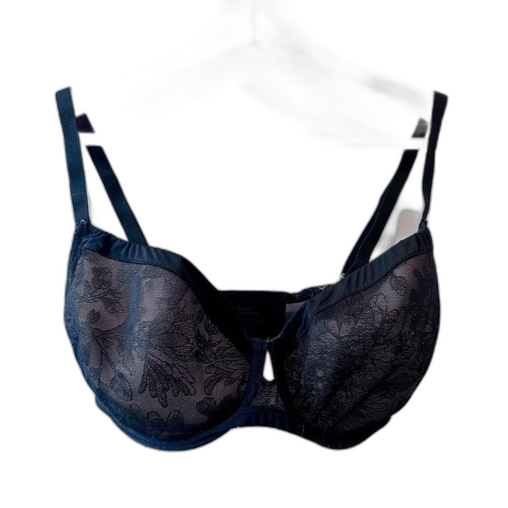 Soma Black Floral Lace Lightest Lift Perfect Coverage Bra 32DDD Underwire Floral